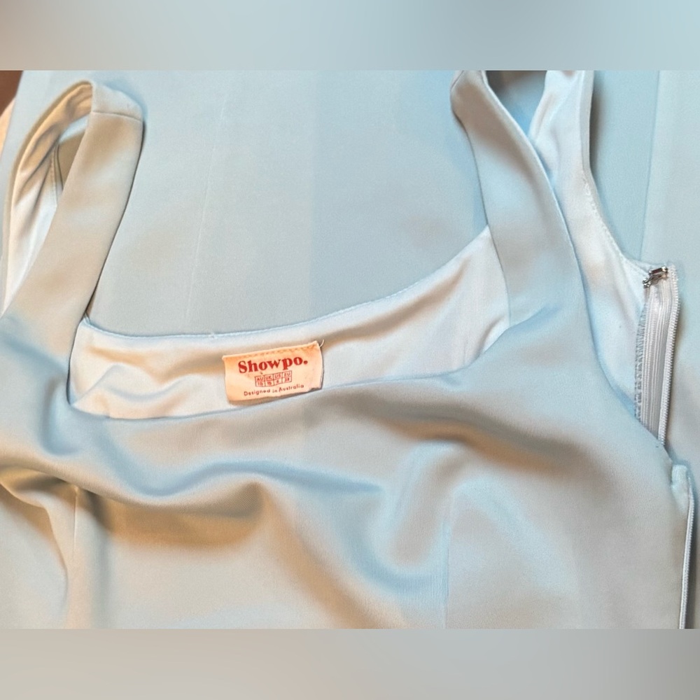 Showpo Light Blue Midi Dress with Front Thigh Slit - Picture 3 of 4